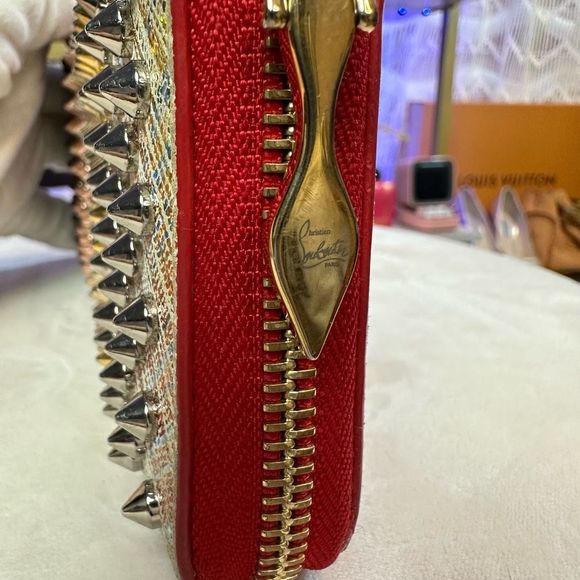 🧧SOLD🧧CHRISTIAN LOUBOUTIN Panettone unicorn suede spikes wallet Sold Out - Picture 5 of 16